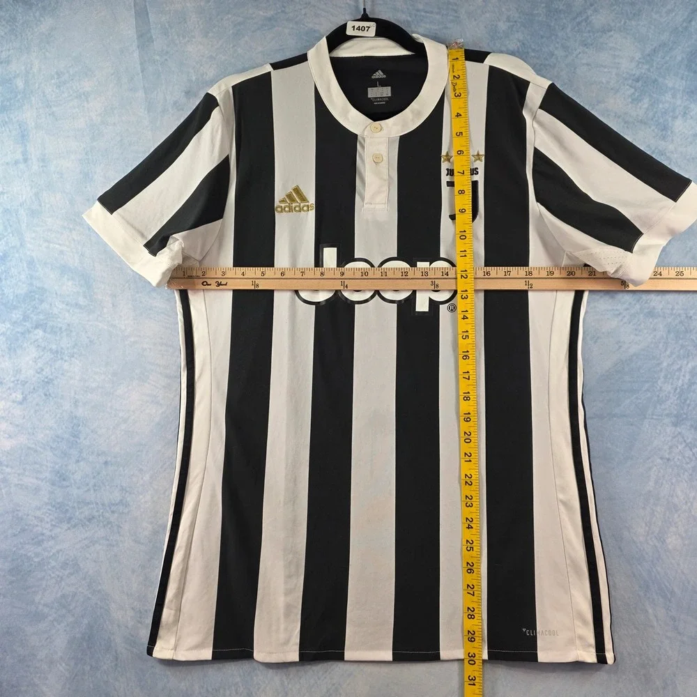 Adidas Juventus 2018-19 Home Jersey Mens Large Black White Striped Jeep Soccer - Picture 8 of 12